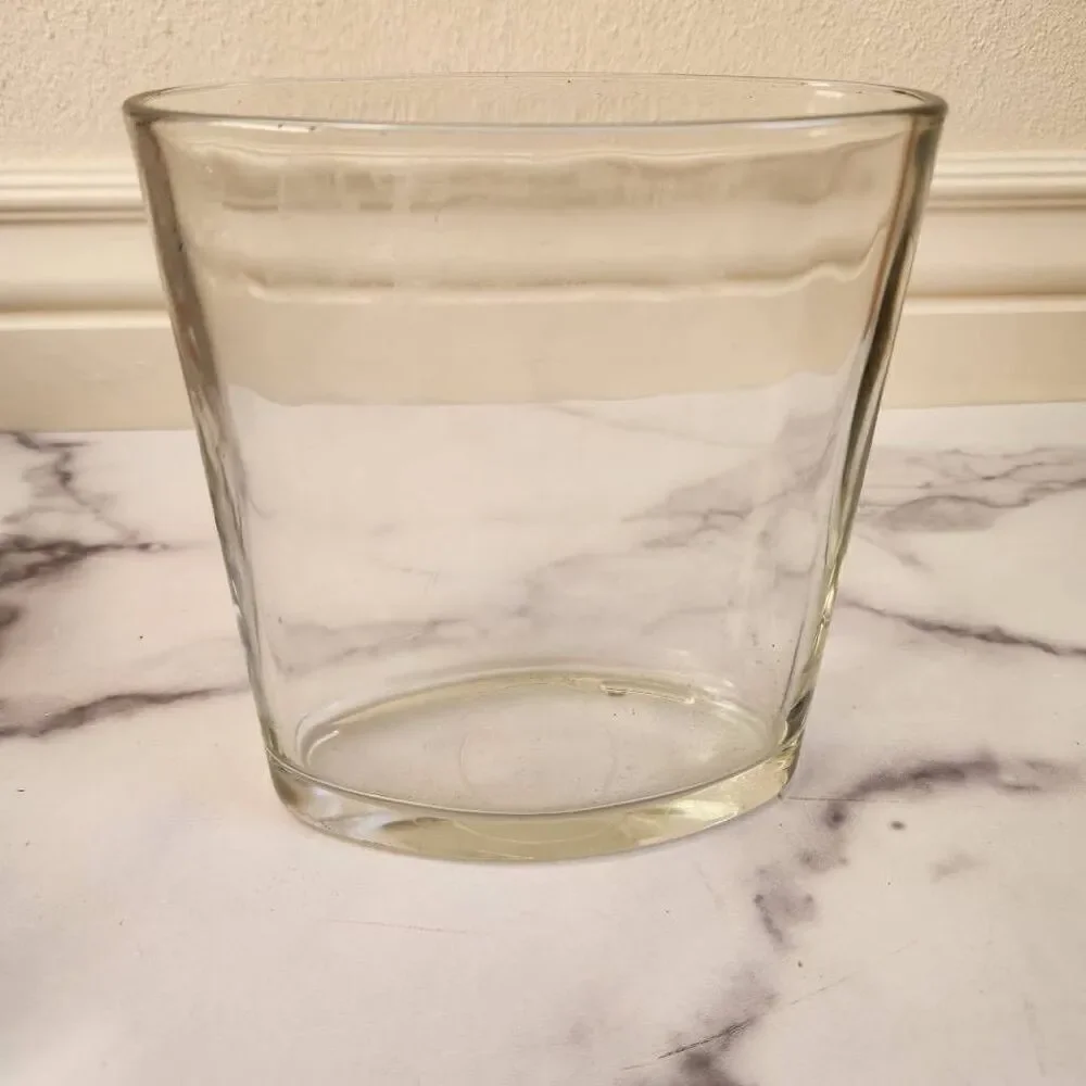 Clear thick heavy glass flower vase oval home decor 6.25 in height